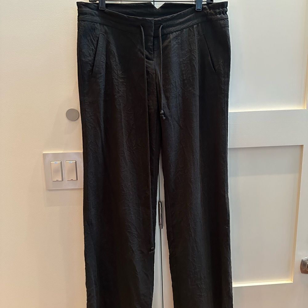 Gavin black linen wide leg drawstring pants- size 6